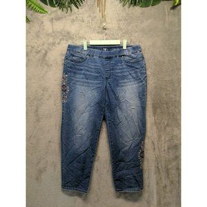 New Directions Women Jeans Mid Rise Straight Leg Solid Blue Wash W:36 L:27